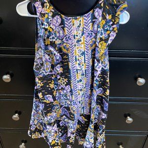 Free People Flutter Sleeve Floral Tunic, Size Small